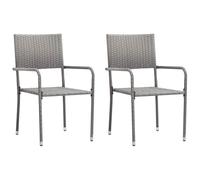 vidaXL Sillas Comedor de jardín apilables 2 uds ratán sintético Gris, Silla de Comedor de Exterior, Asiento de jardín, Silla de Patio, Silla de jardín