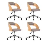 Vidaxl sillas comedor giratorias 4 uds madera curvada tela gris taupe
