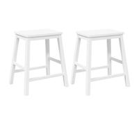 vidaXL Sillas de Bar 2 uds Madera Maciza Blanca Caucho, Taburete de Cocina, Silla de Bar, Taburete de Barra de Cocina, Taburete de Bar