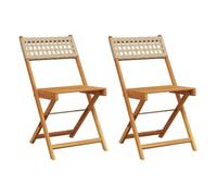 Vidaxl sillas de bistró 2 uds madera maciza de acacia ratán pe beige