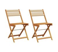 Vidaxl sillas de bistró 2 uds madera maciza de acacia y cuerda beige