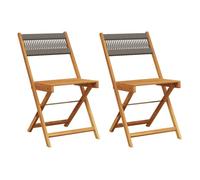 Vidaxl sillas de bistró 2 uds madera maciza de acacia y cuerda gris