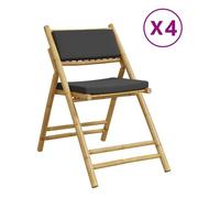 Vidaxl sillas de bistro plegables con cojines 4 uds bambú gris oscuro