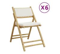 Vidaxl sillas de bistró plegables con cojines 6 uds bambú blanco crema