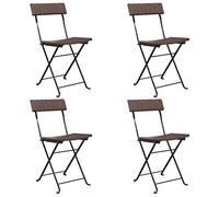 vidaXL Sillas de Cafetería Plegables 4 uds, Sillas con Respaldo Plegable, Muebles de Comedor Bistró para Jardín Patio, Acero y Ratán Sintético Marrón