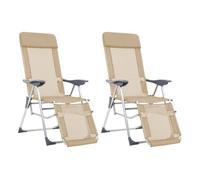 Vidaxl sillas de camping plegables reposapiés 2 uds textilene crema