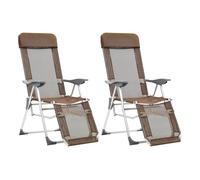 Vidaxl sillas de camping plegables reposapiés 2 uds textilene marrón