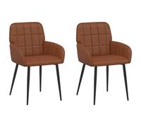 vidaXL Sillas de Comedor 2 uds. Cuero sintético Marrón 57 x 50 x 85 cm