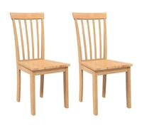 vidaXL Sillas de Comedor 2 uds Madera Maciza Natural Caucho, Silla de Comedor, Silla de Cocina, Asiento de Comedor, Silla, Silla de Sala de Estar