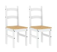 vidaXL Sillas de Comedor 2 uds Madera Maciza Pino Blanco 40x46x99 cm, Silla de Cena, Silla de Cocina, Asiento de Comedor, Silla, Silla de salón