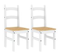 vidaXL Sillas de Comedor 2 uds Madera Maciza Pino Blanco 40x46x99 cm, Silla de Cena, Silla de Cocina, Asiento de Comedor, Silla, Silla de salón