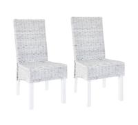 Vidaxl sillas de comedor 2 uds ratán kubu y madera mango blanco lavado