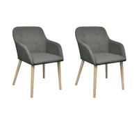 Vidaxl sillas de comedor 2 uds tela y madera maciza roble gris claro