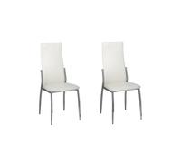 vidaXL 2 sillas de Comedor Cromo de Cuero Blanco