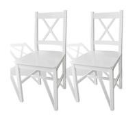 vidaXL 2 sillas Blancas de Comedor Hechas de Madera de Pino