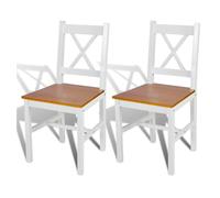vidaXL 2 sillas de Comedor Hechas de Madera de Pino, Colores Blanco y Natural