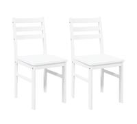 vidaXL Sillas de Comedor 2 Unidades Madera Maciza de Caucho Blanco, Silla de Comedor, Silla de Cocina, Asiento de Comedor, Silla