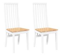 vidaXL Sillas de Comedor 2 Unidades Madera Maciza de Caucho Blanco, Silla de Comedor, Silla de Cocina, Asiento de Comedor, Silla