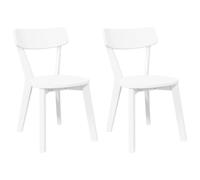 vidaXL Sillas de Comedor 2 Unidades Madera Maciza de Caucho Blanco, Silla de Comedor, Silla de Cocina, Asiento de Comedor, Silla