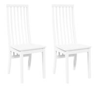 vidaXL Sillas de Comedor 2 Unidades Madera Maciza de Caucho Blanco, Silla de Comedor, Silla de Cocina, Asiento de Comedor, Silla