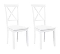 vidaXL Sillas de Comedor 2 Unidades Madera Maciza de Caucho Blanco, Silla de Comedor, Silla de Cocina, Asiento de Comedor, Silla