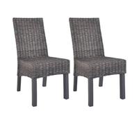 Vidaxl sillas de comedor 2 unidades ratán kubu y madera caoba marrón