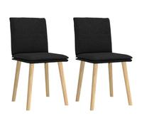 vidaXL Sillas de Comedor 2 Unidades Tela Negro, Silla, Silla de Sala de Estar, Silla Decorativa, Silla de Cocina, Asiento de Comedor, Silla Auxiliar