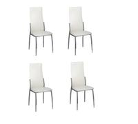 vidaXL Conjunto 4 sillas de comedor Cromo Cuero blanco