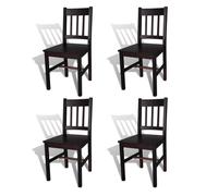 Vidaxl sillas de comedor 4 unidades madera de pino marrón oscuro