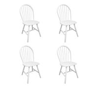 vidaXL 4X Sillas de Salón Comedor Redondas de Madera de Caucho Blancas Sillas de Cocina