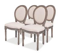 vidaXL Sillas de comedor de lino color crema 4 unidades