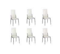 vidaXL 6 Sillas de Comedor de Cuero Blancas Cromo