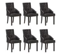 Vidaxl sillas de comedor 6 unidades cuero de cabra auténtico negro