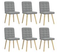 vidaXL Sillas de Comedor 6 Unidades de Tela Gris Claro, Silla de Comedor, Silla de Cocina, Asiento de Comedor, Silla, Silla de Sala de Estar