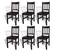 Vidaxl sillas de comedor 6 unidades madera de pino marrón oscuro