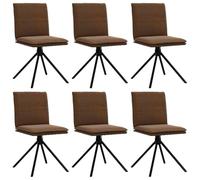 vidaXL Sillas de Comedor 6 Unidades Piel de Ante Artificial marrón, Silla de Comedor, Silla de Cocina, Asiento de Comedor, Silla