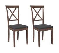 vidaXL Sillas de Comedor con Cojines 2 uds Madera Maciza marrón Caucho, Silla de Comedor, Silla de Cocina, Asiento de Comedor, Silla