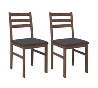 vidaXL Sillas de Comedor con Cojines 2 uds Madera Maciza marrón Caucho, Silla de Comedor, Silla de Cocina, Asiento de Comedor, Silla