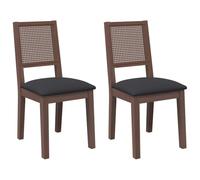 vidaXL Sillas de comedor 2 uds – Madera maciza de caucho marrón, con cojines