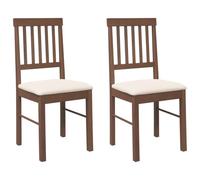 vidaXL Sillas de comedor de madera maciza con cojines 2 unidades Marrón caucho