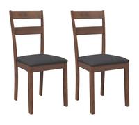 vidaXL Sillas de Comedor con Cojines 2 uds Madera Maciza marrón Caucho, Silla de Comedor, Silla de Cocina, Asiento de Comedor, Silla