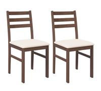vidaXL Sillas de Comedor con Cojines 2 uds Madera Maciza marrón Caucho, Silla de Comedor, Silla de Cocina, Asiento de Comedor, Silla