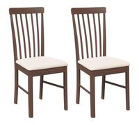 vidaXL Sillas de Comedor con Cojines 2 uds Madera Maciza marrón Caucho, Silla de Comedor, Silla de Cocina, Asiento de Comedor, Silla