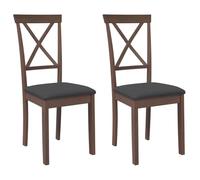 vidaXL Sillas de Comedor con Cojines 2 uds Madera Maciza marrón Caucho, Silla de Comedor, Silla de Cocina, Asiento de Comedor, Silla