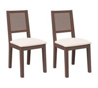 vidaXL Sillas de Comedor con Cojines 2 uds Madera Maciza marrón Caucho, Silla de Comedor, Silla de Cocina, Asiento de Comedor, Silla