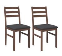 vidaXL Sillas de Comedor con Cojines 2 uds Madera Maciza marrón Caucho
