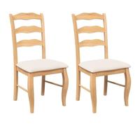 vidaXL Sillas de Comedor con Cojines, 2 Unidades, Madera Maciza Natural, Caucho