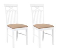 vidaXL Sillas de Comedor con Cojines 2uds Madera Maciza Blanco Caucho