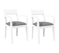 vidaXL Sillas de Comedor con Cojines 2uds Madera Maciza Blanco Caucho, Silla de Comedor, Silla de Cocina, Asiento de Comedor, Silla