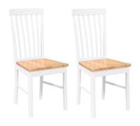 vidaXL Sillas de Comedor con Cojines 2uds Madera Maciza Blanco Caucho, Silla de Comedor, Silla de Cocina, Asiento de Comedor, Silla